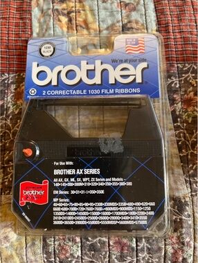 Brother 1230 Black Correctable Film Ribbon for AX Series Typewriters - 2 Pack